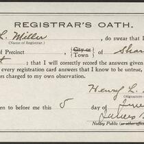 Henry L. Miller, Registrar's Oath